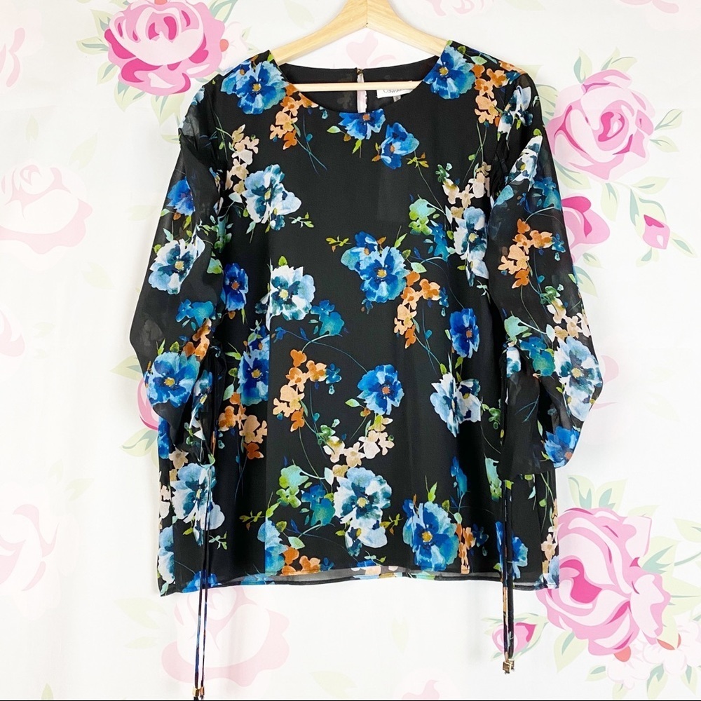 NEW Calvin Klein Floral Print Blouse XL